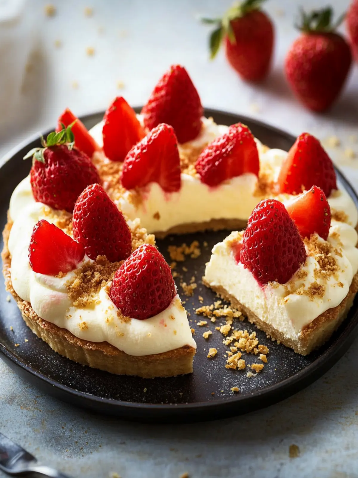 Käsekuchen gefüllte Erdbeeren