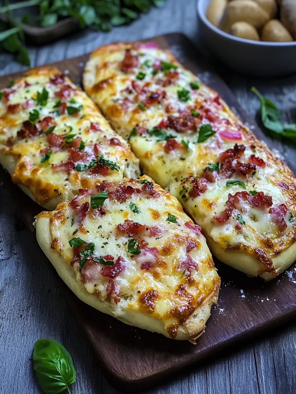 Flammkuchenbrötchen: Schnelle Leckerbissen für jeden Anlass 4 Flammkuchenbrötchen