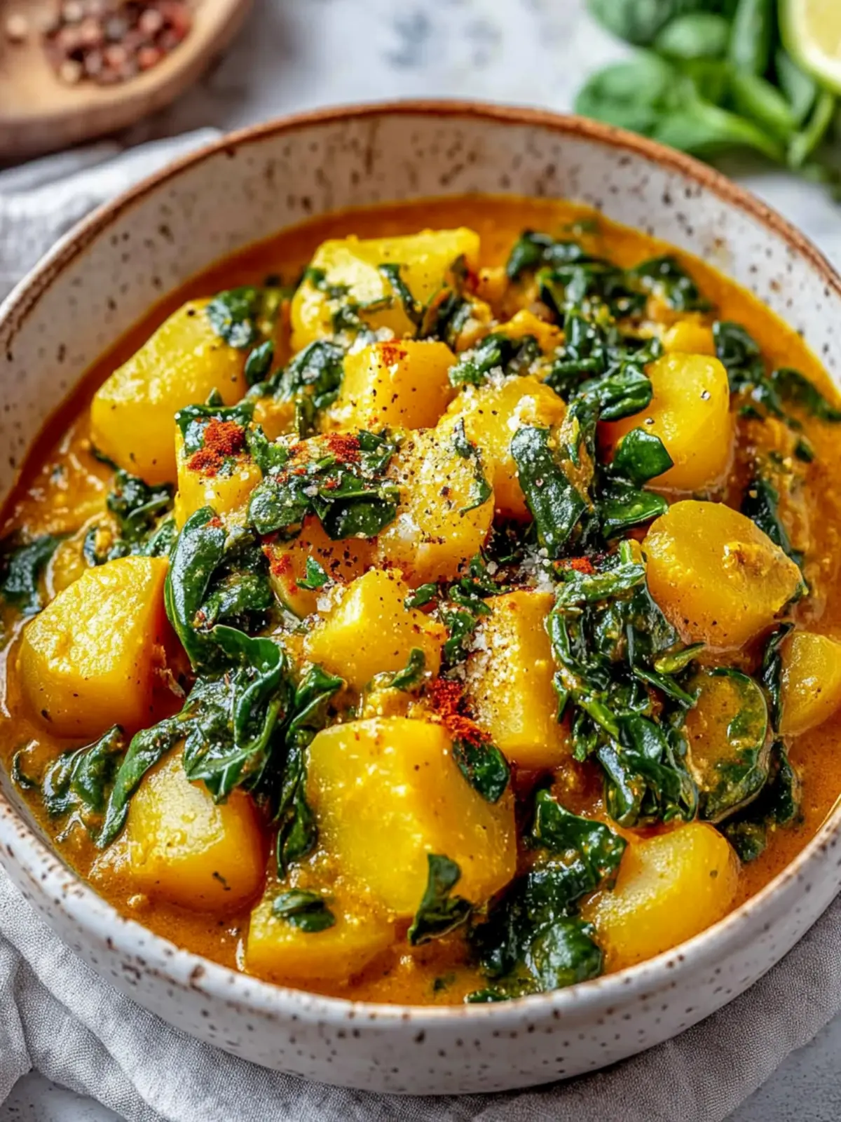 Veganes Kartoffelcurry mit Spinat und Erbsen: Gesund & Lecker 4 Veganes Kartoffelcurry Spinat Erbsen