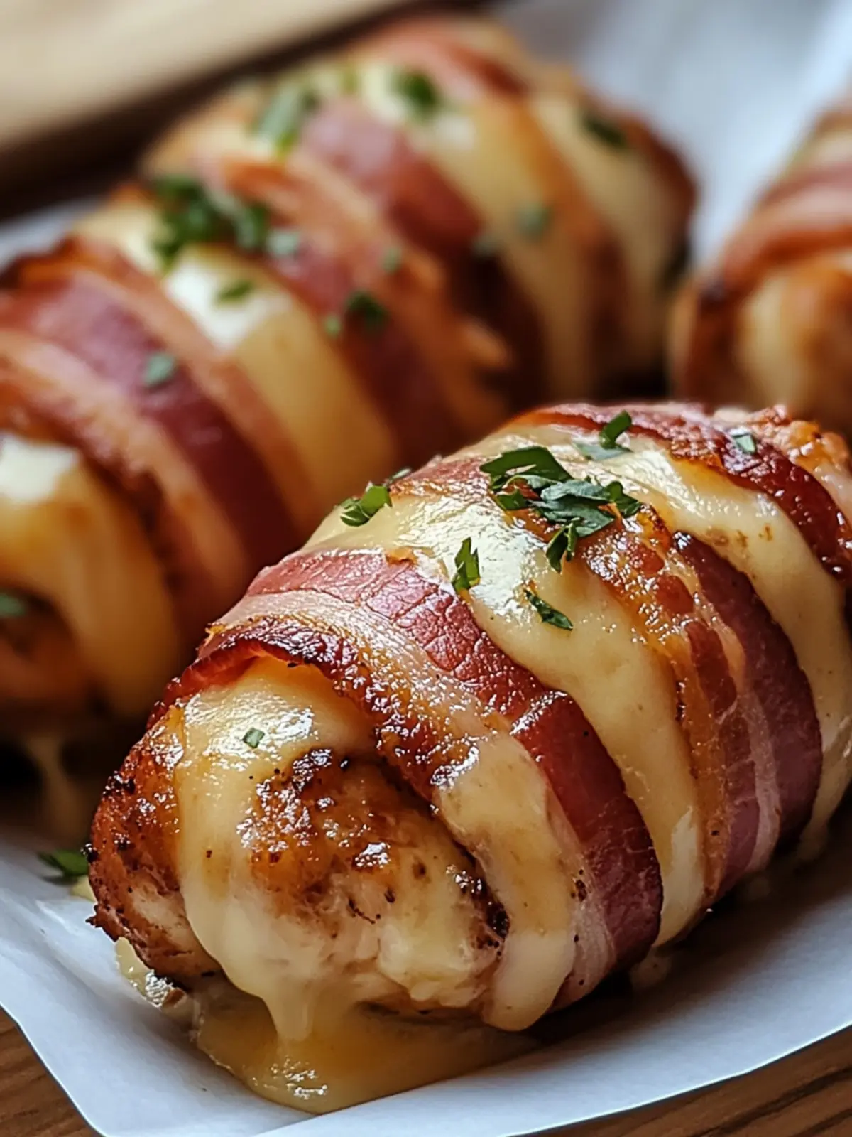 Saftige Hähnchenfilets im Baconmantel mit Käsefüllung 5 Chicken fillet in bacon coat with cheese filling