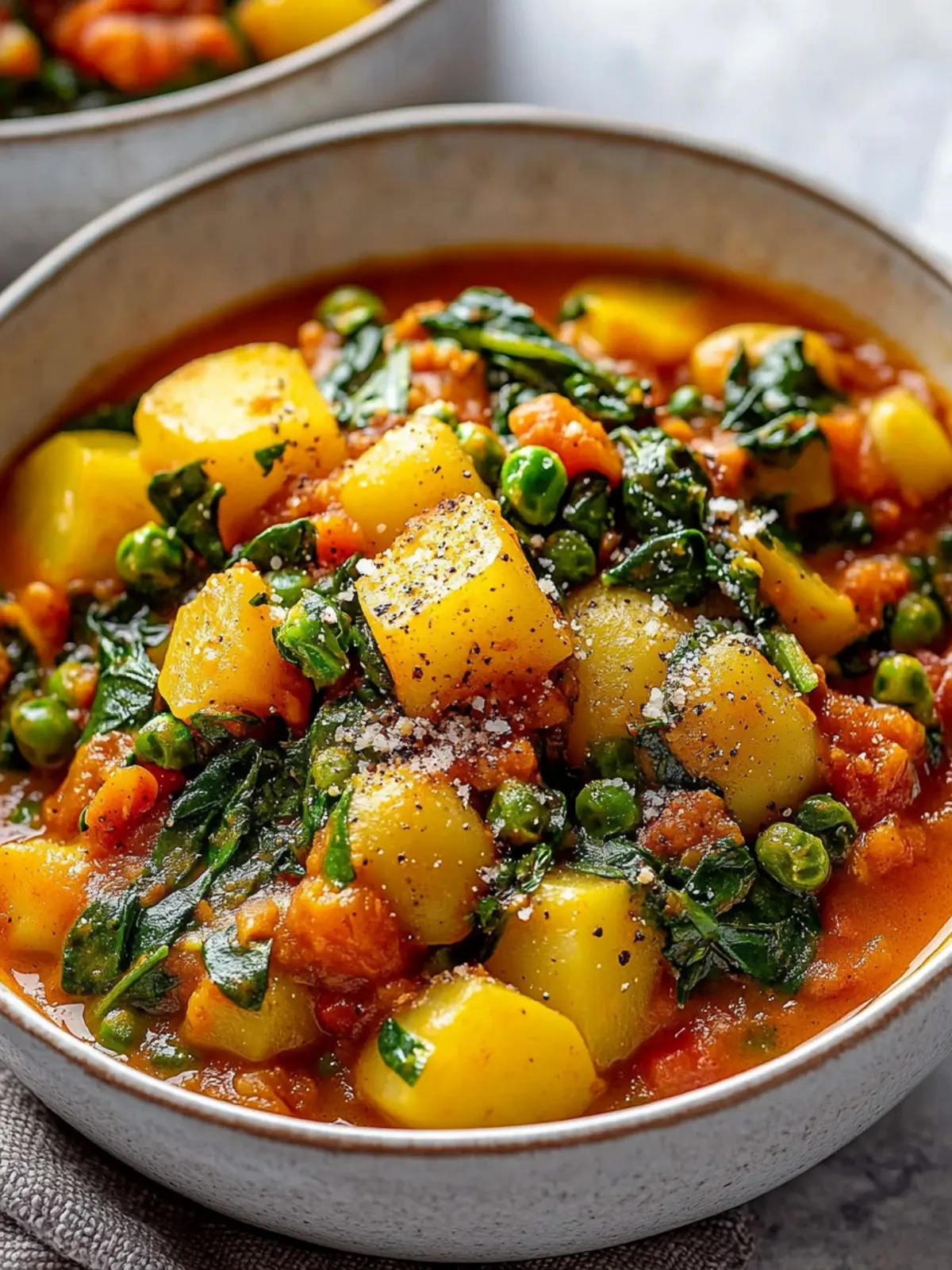 Veganes Kartoffelcurry mit Spinat und Erbsen: Gesund & Lecker 3 Veganes Kartoffelcurry Spinat Erbsen