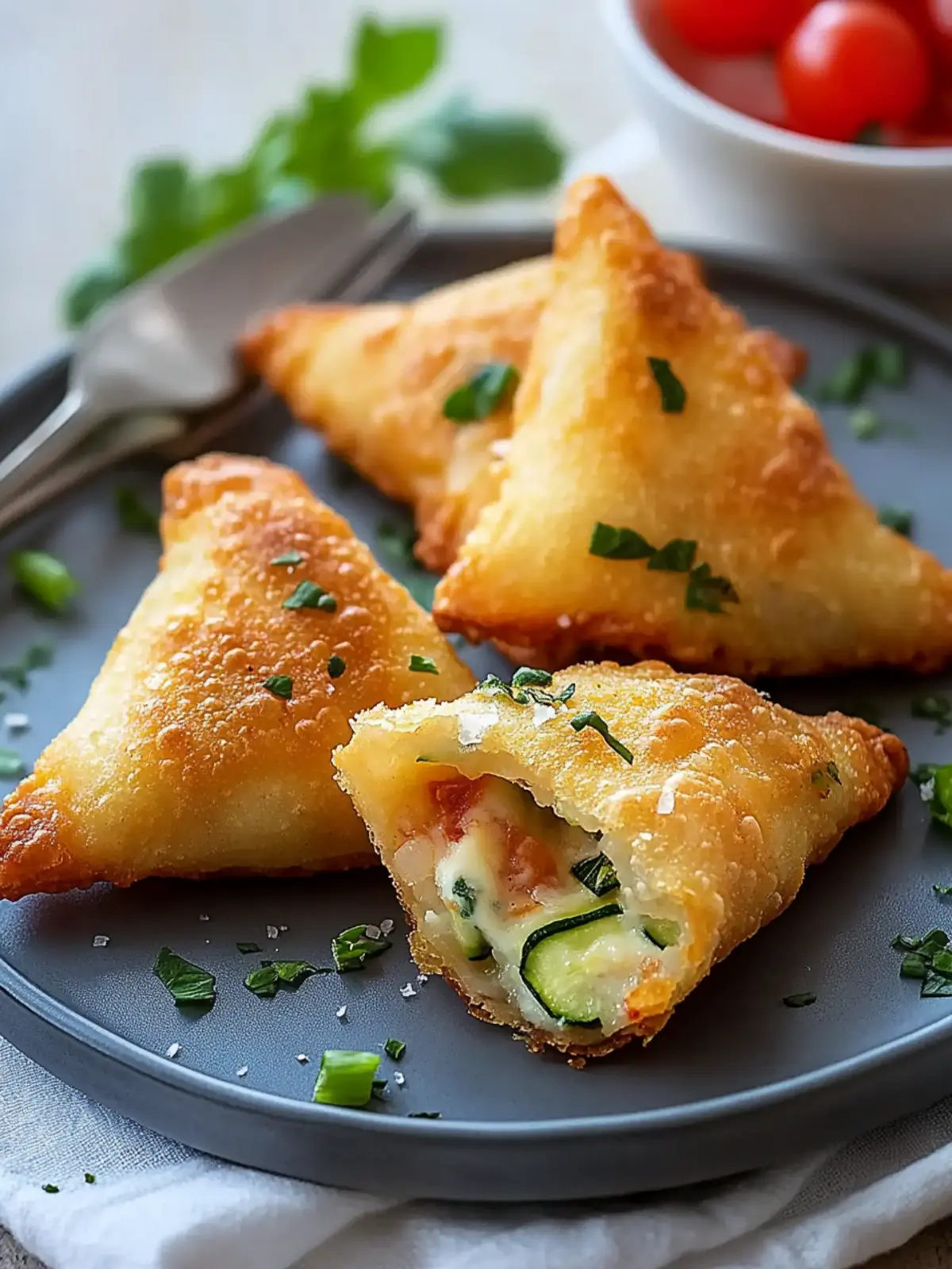 Knusprige Zucchini Frischkäse Taschen für den perfekten Snack 2 Knusprige Zucchini Frischkäse Taschen