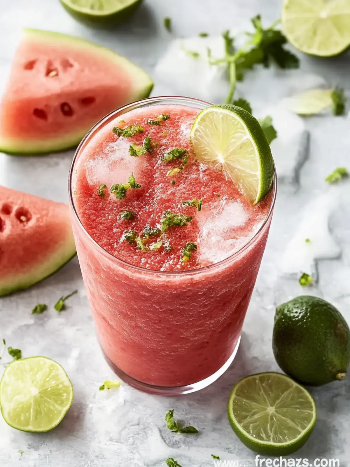Erfrischender Wassermelonen-Smoothie mit Limette und Ingwer 2 Wassermelonen-Smoothie mit Limette und Ingwer