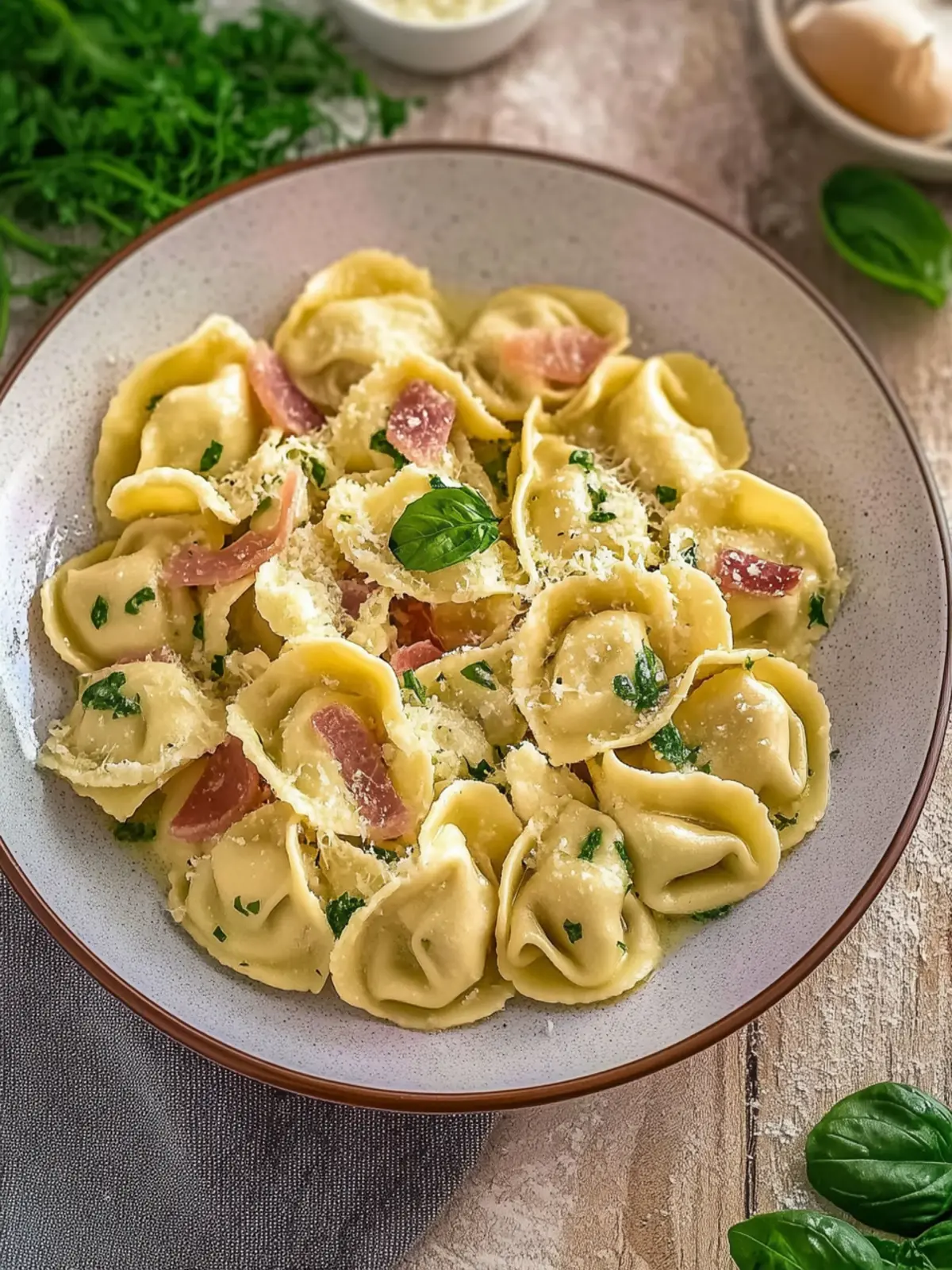 Schnelle Tortellini mit Sahne: Verführerische Schinken-Soße 3 Tortellini mit Sahne (mit Schinken-Sahne-Soße)