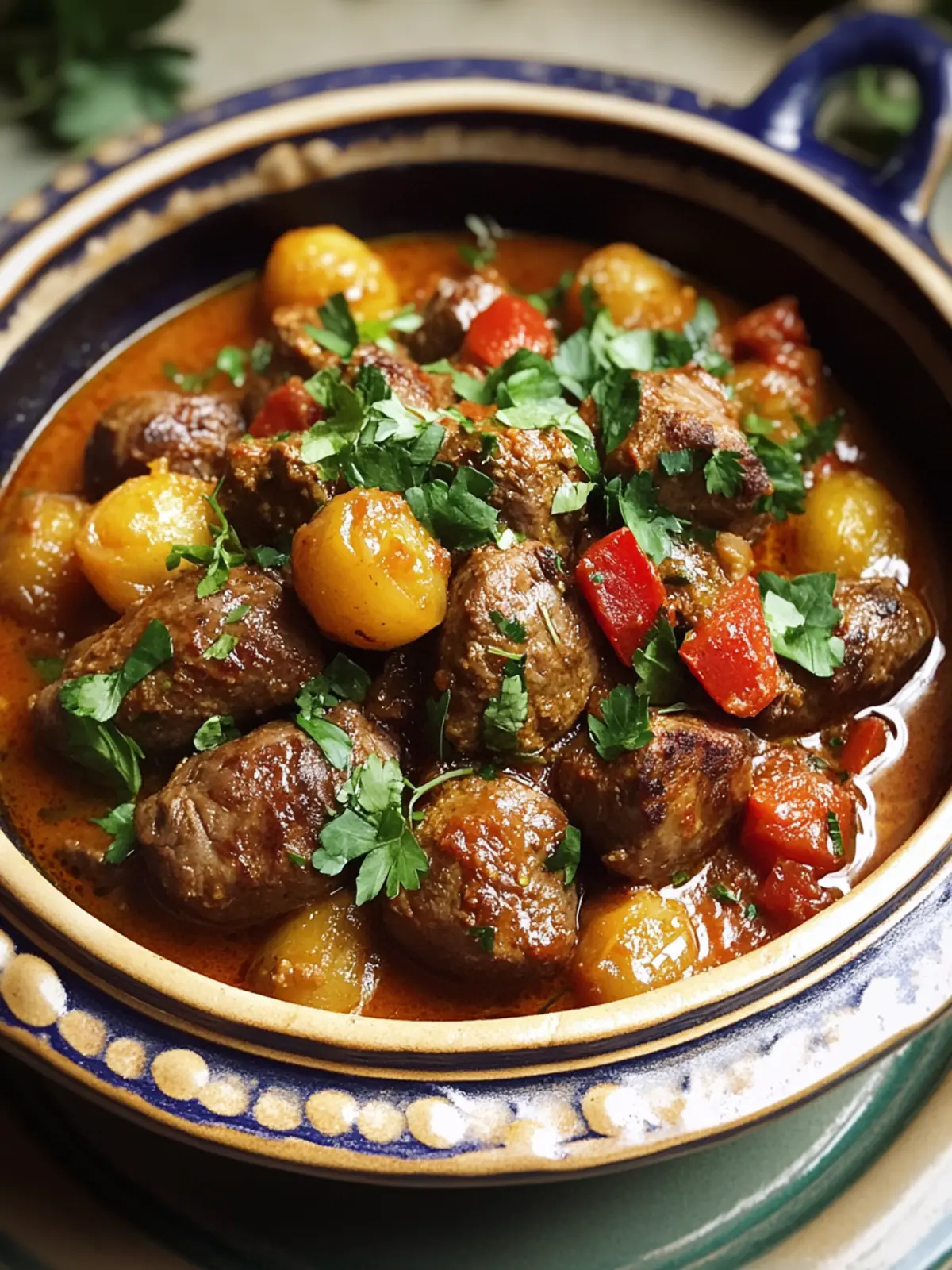 Marokkanische Rindfleisch-Fleischbällchen-Tajine