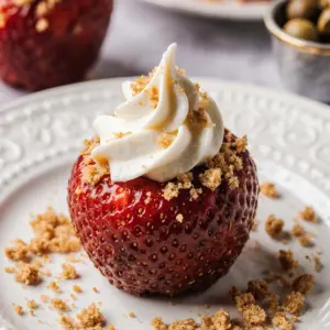 Käsekuchen gefüllte Erdbeeren: Der perfekte Sommergenuss 2 Käsekuchen gefüllte Erdbeeren: Der perfekte Sommergenuss