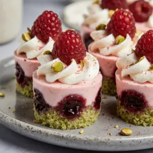 Feine Himbeer-Pistazien-Mousse-Törtchen für jeden Anlass 2 Feine Himbeer-Pistazien-Mousse-Törtchen für jeden Anlass