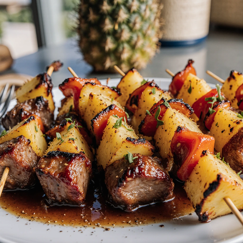 Ananas BBQ Schweinefleisch Spieße für den perfekten Grillabend 2 Ananas BBQ Schweinefleisch Spieße für den perfekten Grillabend