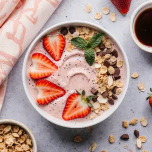 Dickes Erdbeer-Smoothie-Bowl: Proteinreicher Start in den Tag 2 Dickes Erdbeer-Smoothie-Bowl: Proteinreicher Start in den Tag