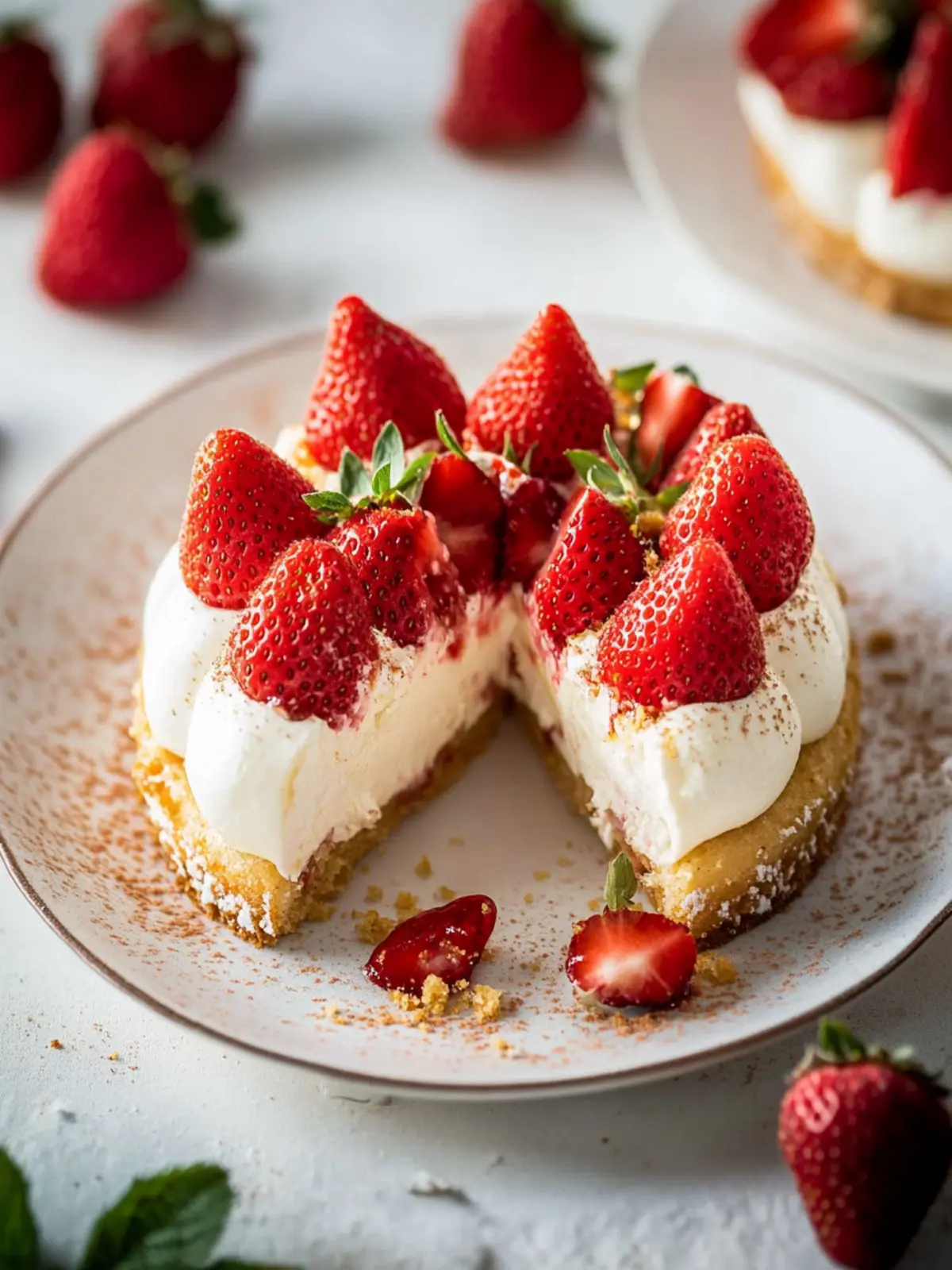 Käsekuchen gefüllte Erdbeeren: Der perfekte Sommergenuss 4 Käsekuchen gefüllte Erdbeeren