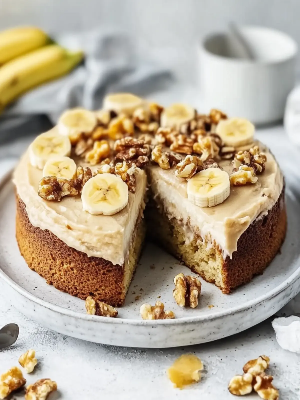Gesunder Bananen-Nuss-Haferflocken-Kuchen ohne Zucker selbstgemacht 4 Bananen-Nuss-Haferflocken-Kuchen ohne Zucker