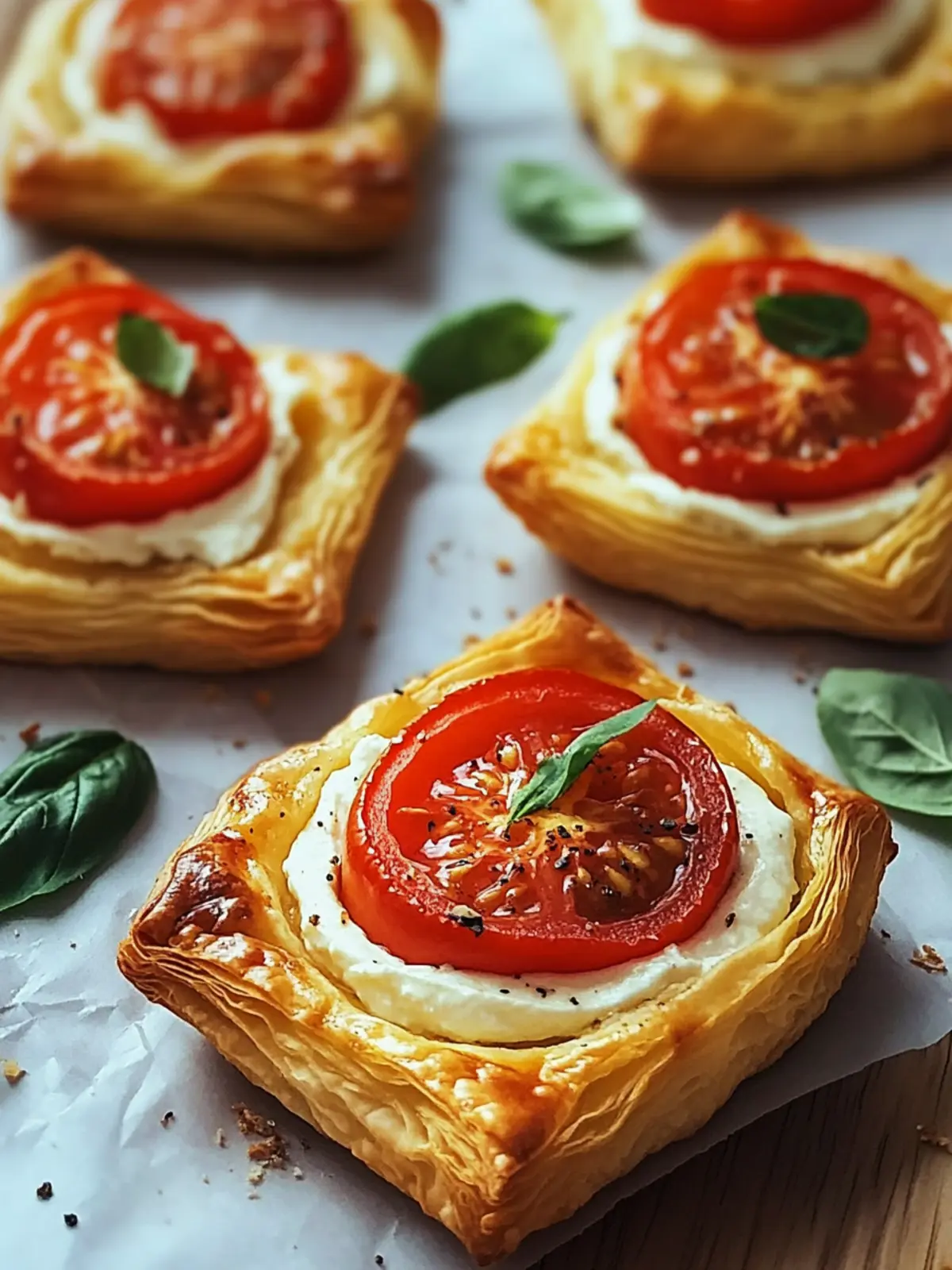 Vegane Blätterteigsnacks mit Frischkäse und Tomate – Super lecker! 2 Vegan puff pastry snacks with cream cheese and tomato