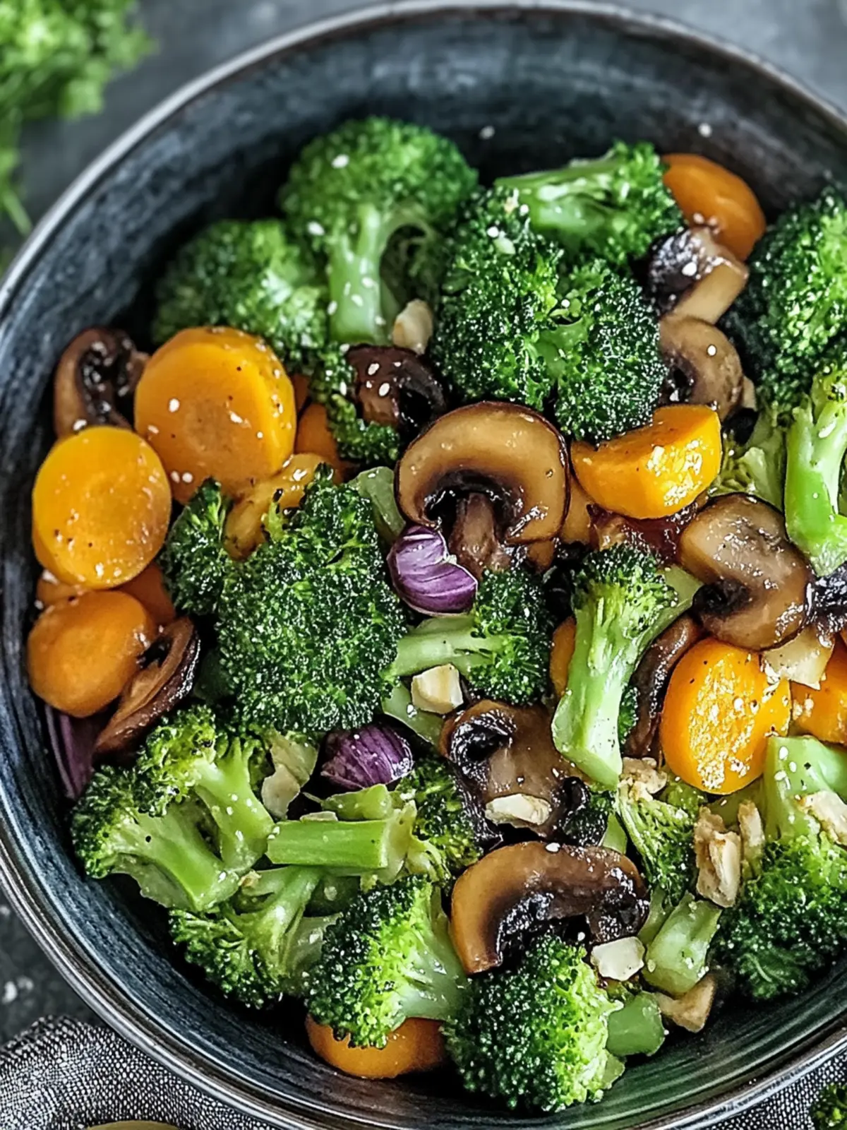 Bratgemüse mit Pilzen, Brokkoli und Karotten in 15 Minuten genießen 3 Bratgemüse mit Pilzen, Brokkoli und Karotten