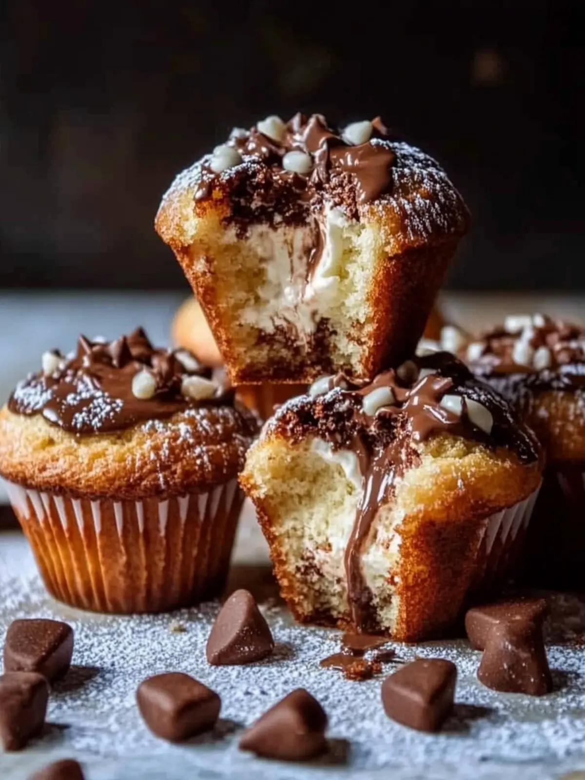Leckere Kinder-Bueno-Muffins mit Mascarponefüllung zaubern Freude 4 Kinder-Bueno-Muffins mit Mascarponefüllung