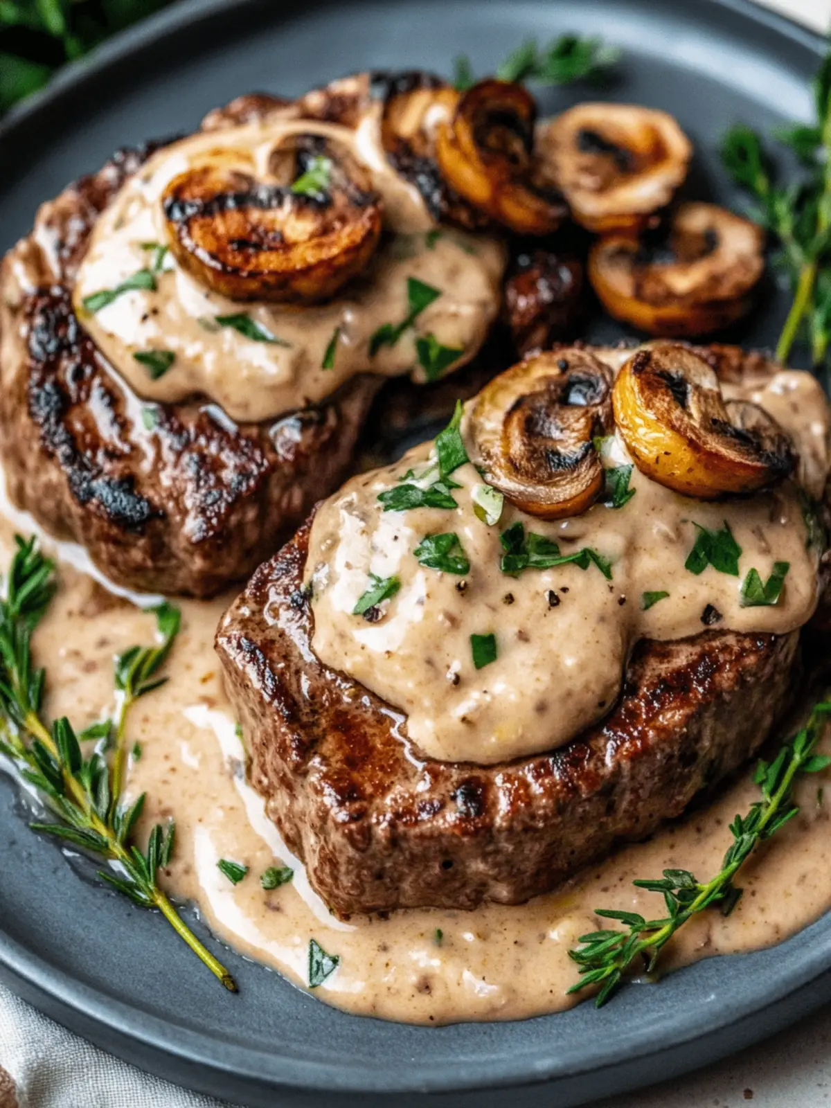 Keto Hacksteak mit Pilzrahmsauce