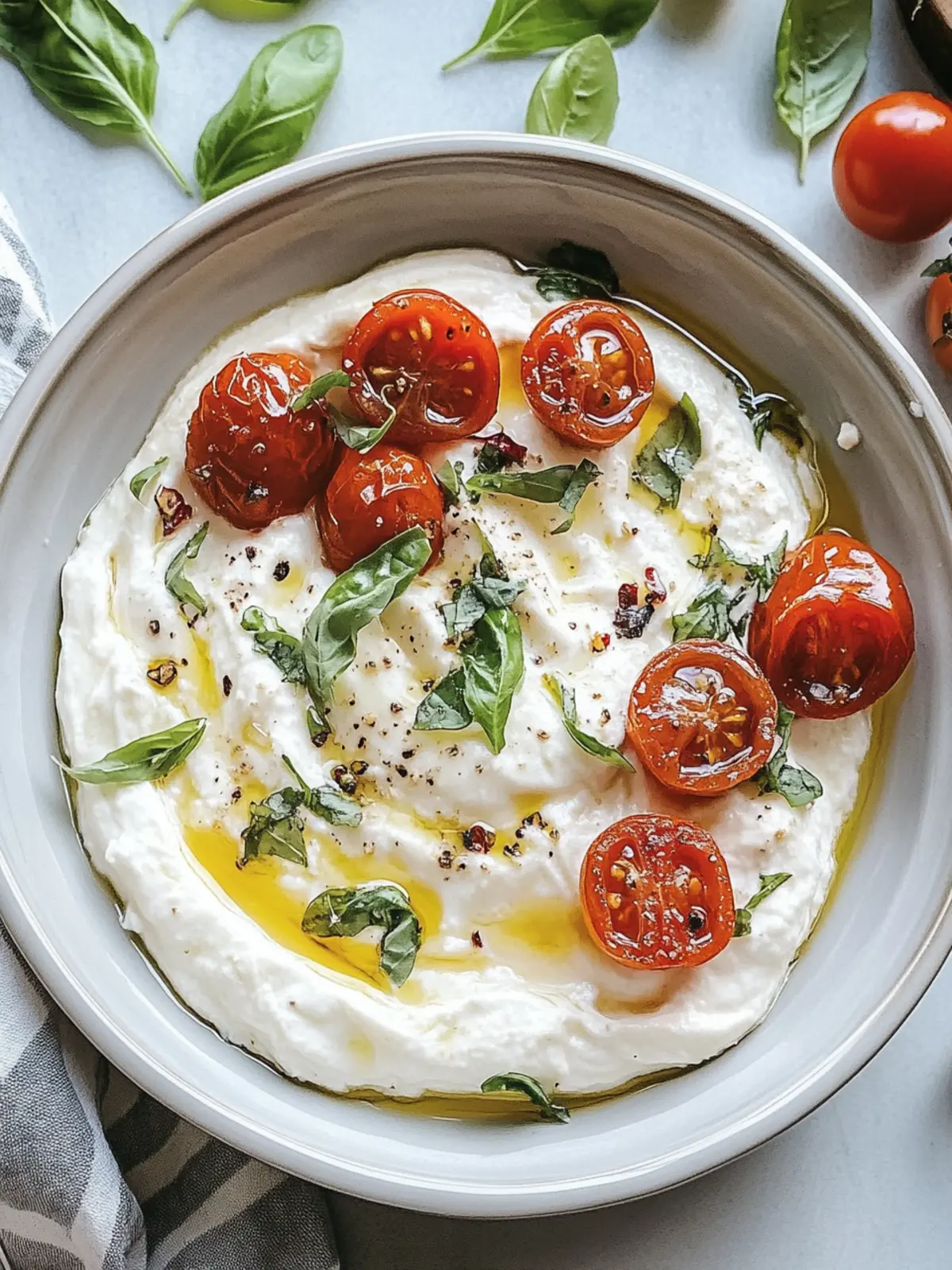 Burrata-Dip Tomate-Basilikum: Einfach, cremig und lecker! 2 Burrata-Dip Tomate-Basilikum