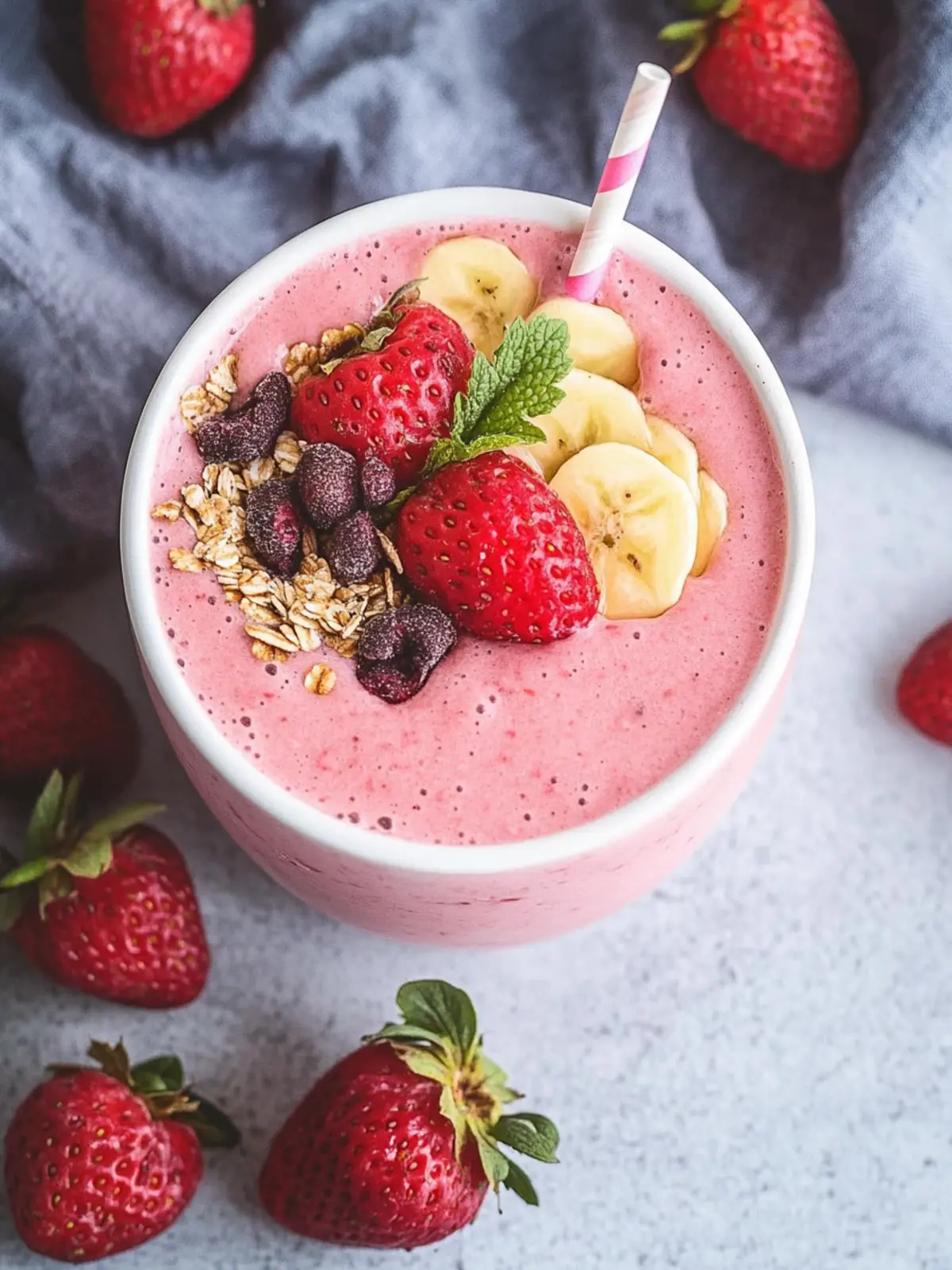 Dickes Erdbeer-Smoothie-Bowl: Proteinreicher Start in den Tag 3 Dickes Erdbeer-Smoothie-Bowl (Hoher Proteingehalt Frühstück)