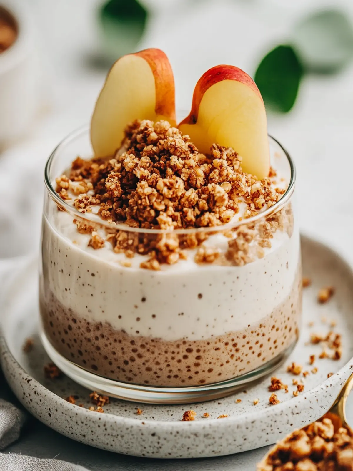 Gesunder Apfel-Crumble-Chia-Pudding für schnelles Wohlfühlen 4 Apfel-Crumble-Chia-Pudding