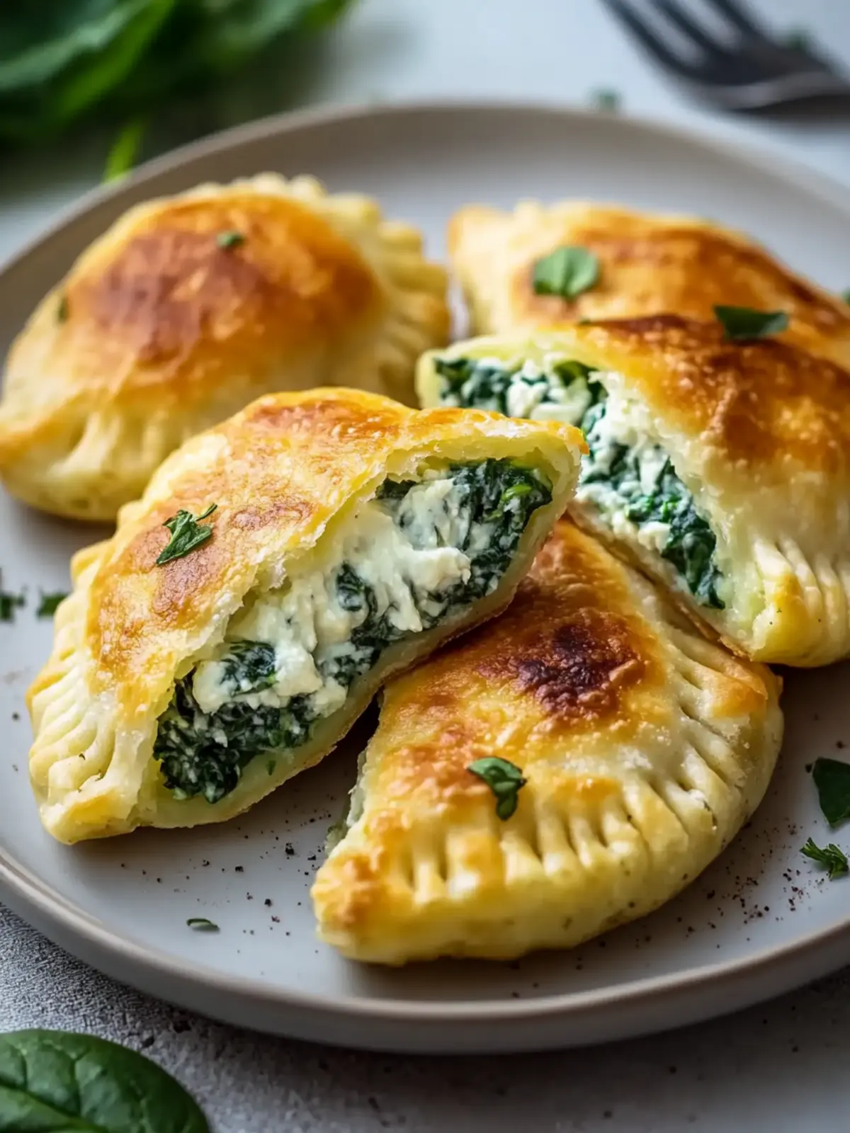 Köstliche Kartoffeltaschen mit Frischkäse-Spinatfüllung schnell gemacht 2 Kartoffeltaschen mit Frischkäse-Spinatfüllung