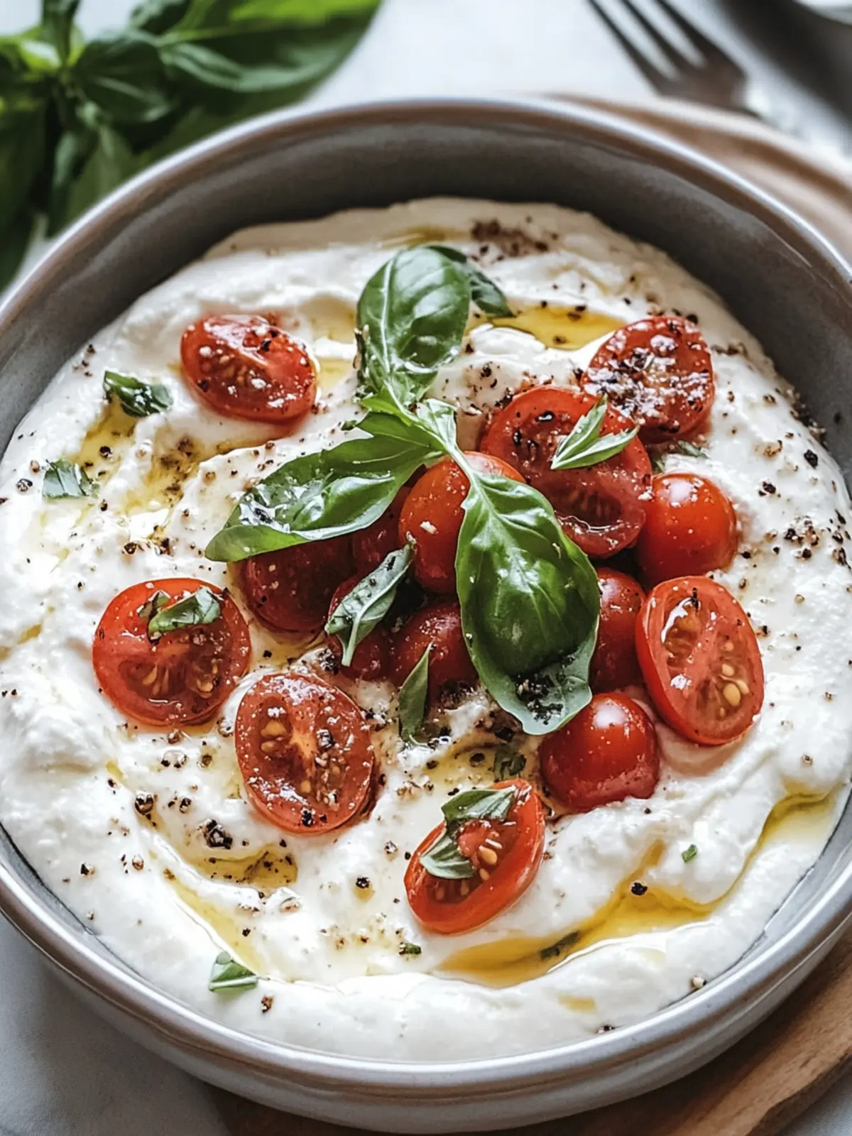 Burrata-Dip Tomate-Basilikum: Einfach, cremig und lecker! 5 Burrata-Dip Tomate-Basilikum