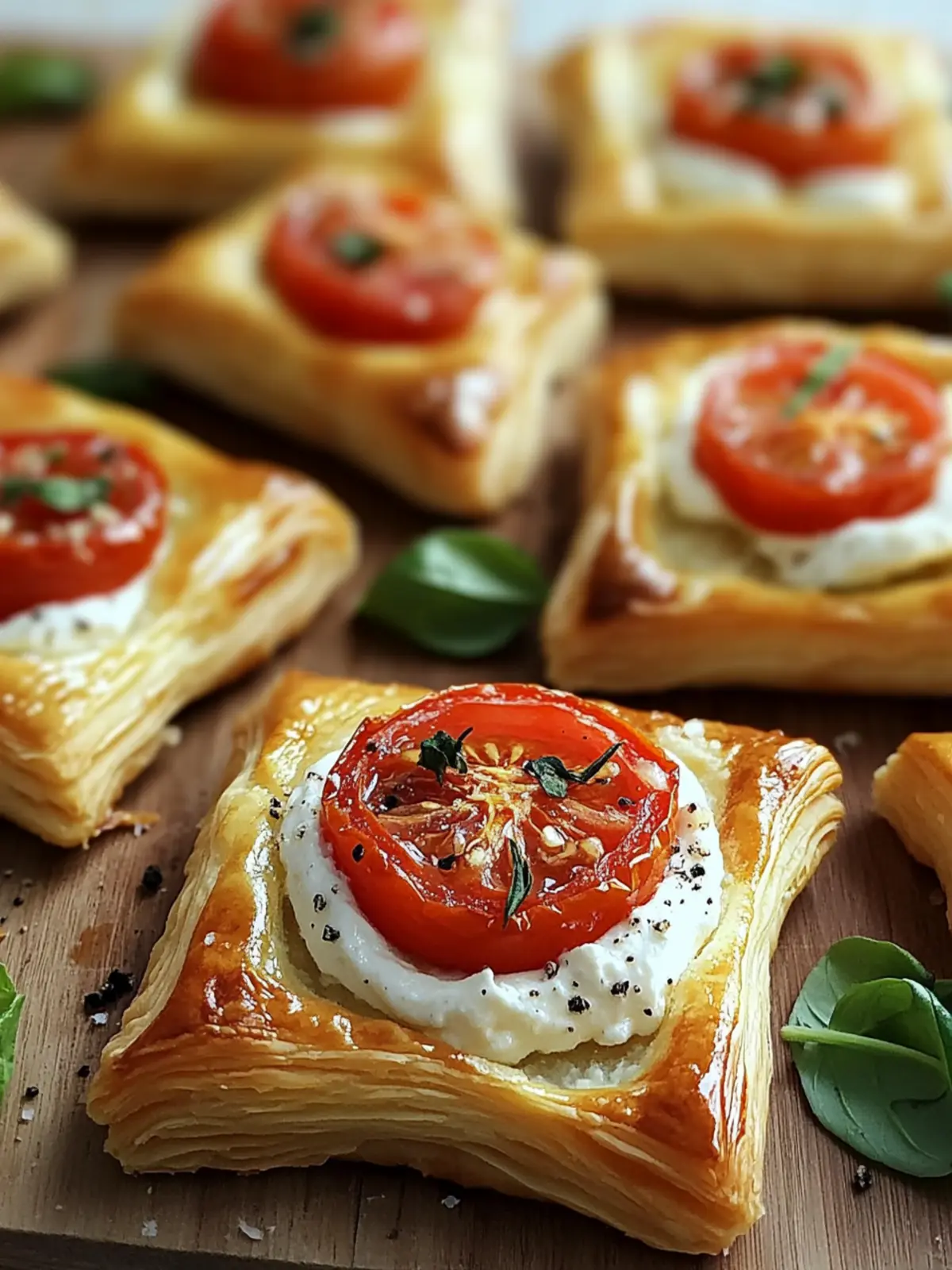 Vegane Blätterteigsnacks mit Frischkäse und Tomate – Super lecker! 5 Vegan puff pastry snacks with cream cheese and tomato