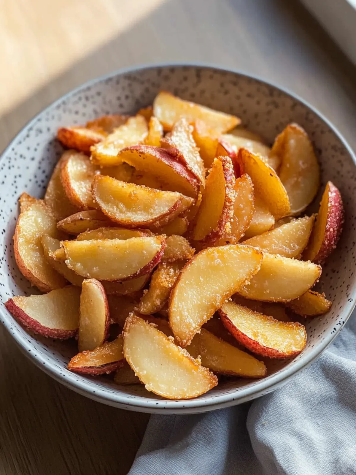 Crispy Luftfritteuse Apfel Pommes Rezept