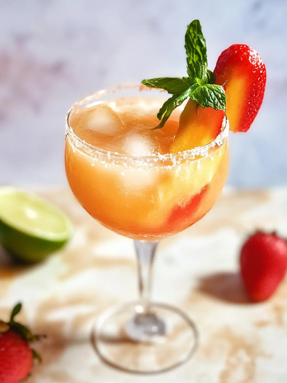 Saftige Mango Erdbeer Margarita mit rauchigem Chipotle-Rand 4 Saftige Mango Erdbeer Margarita