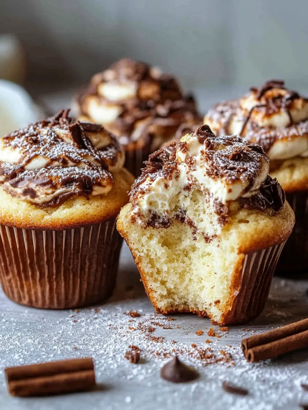 Leckere Kinder-Bueno-Muffins mit Mascarponefüllung zaubern Freude 2 Kinder-Bueno-Muffins mit Mascarponefüllung