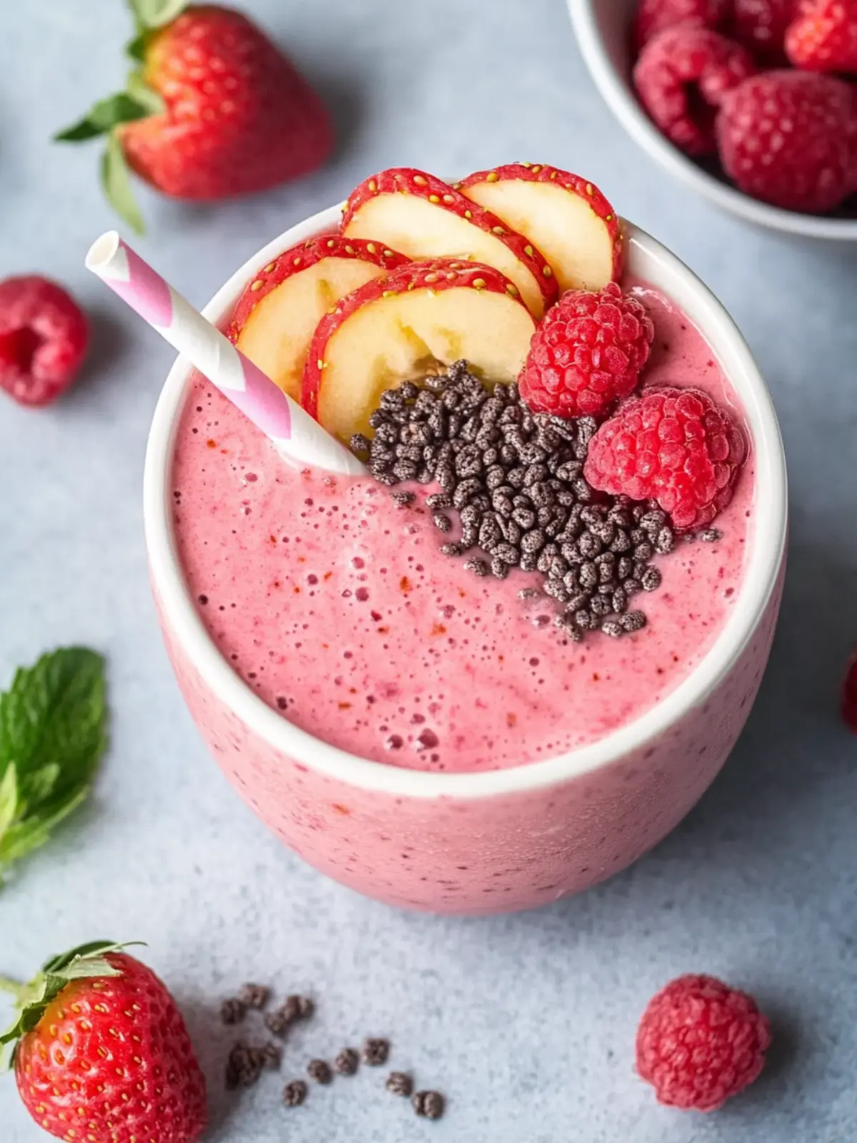 Dickes Erdbeer-Smoothie-Bowl: Proteinreicher Start in den Tag 2 Dickes Erdbeer-Smoothie-Bowl (Hoher Proteingehalt Frühstück)