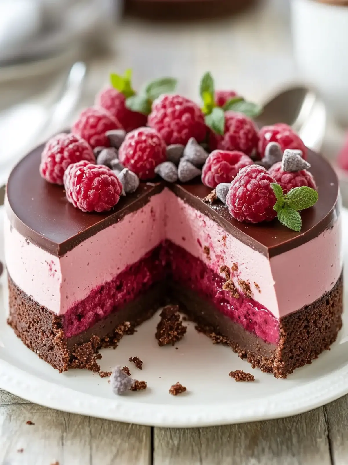 Schokoladen Himbeer Mousse Torte – Himmlisch leicht und fruchtig 3 Schokoladen Himbeer Mousse Torte