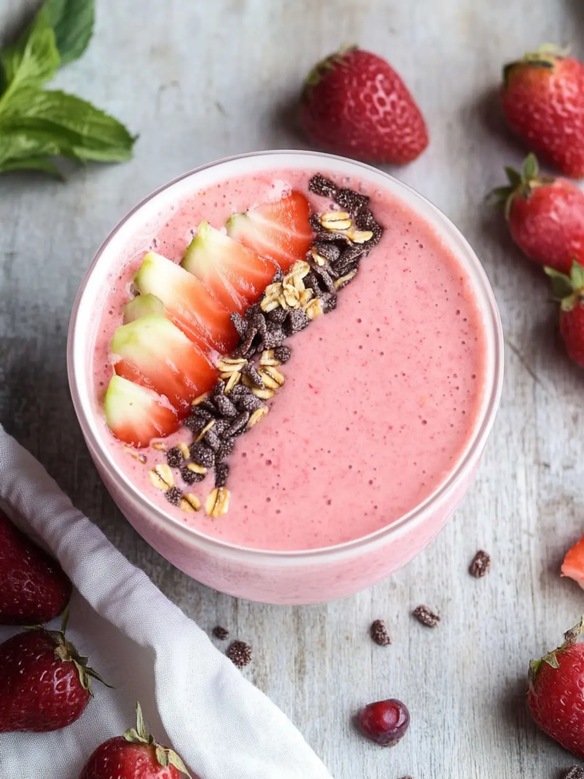 Dickes Erdbeer-Smoothie-Bowl: Proteinreicher Start in den Tag 5 Dickes Erdbeer-Smoothie-Bowl (Hoher Proteingehalt Frühstück)