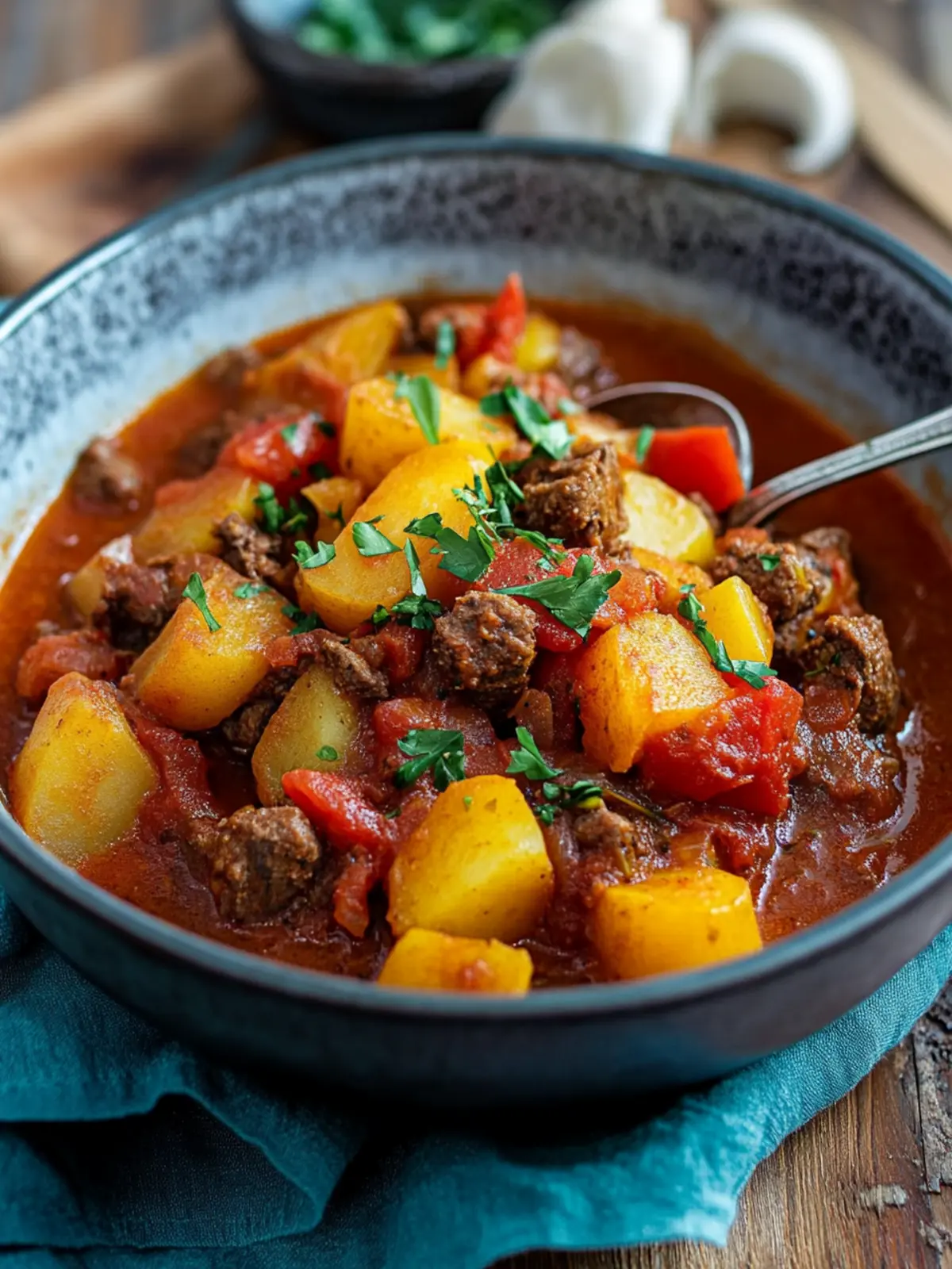 Gulasch mit Kartoffeln und Paprika – Herzhaftes Komfortessen 4 Gulasch mit Kartoffeln und Paprika