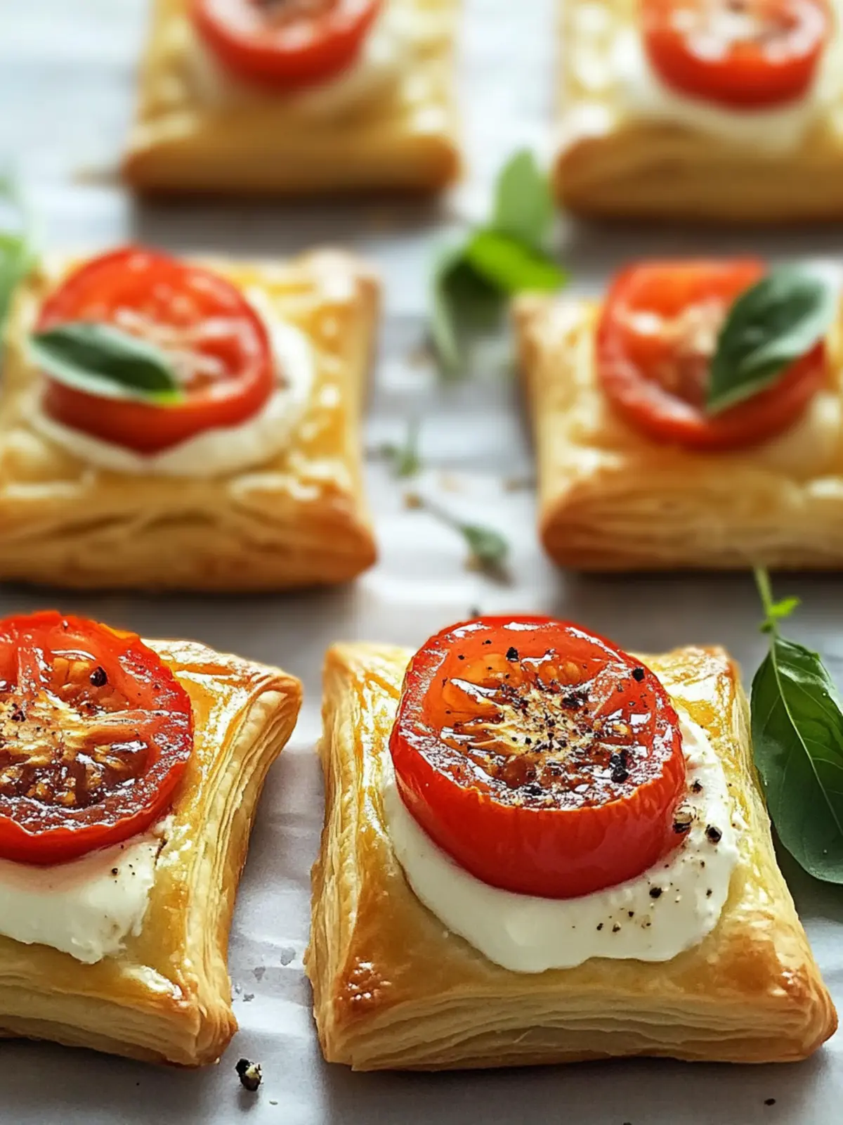 Vegane Blätterteigsnacks mit Frischkäse und Tomate – Super lecker! 3 Vegan puff pastry snacks with cream cheese and tomato