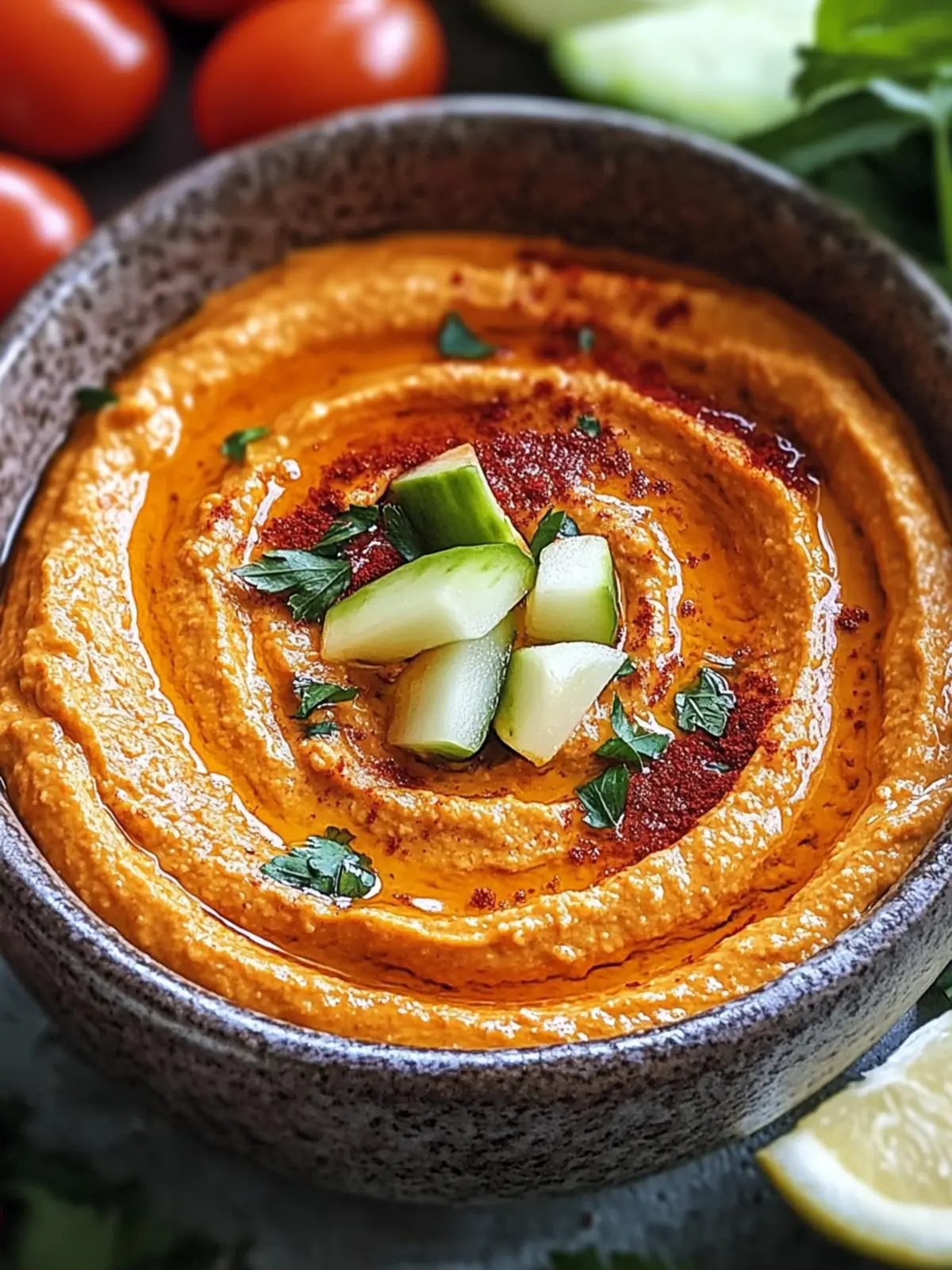 Cremiger gerösteter roter Paprika Dip für tolle Snackmomente 4 Cremiger gerösteter roter Paprika Dip