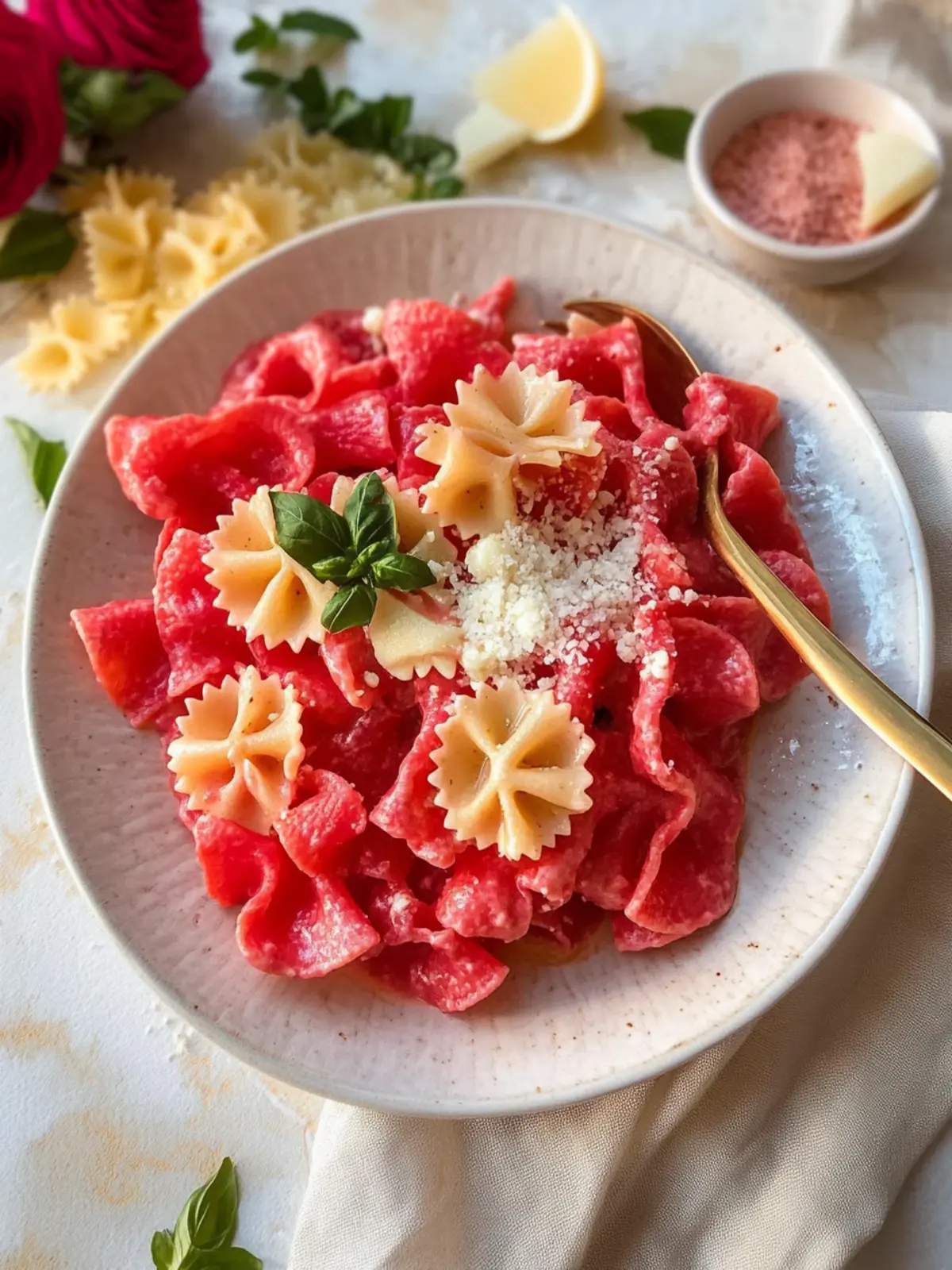 Galentinstag's hübsche rosa Pasta