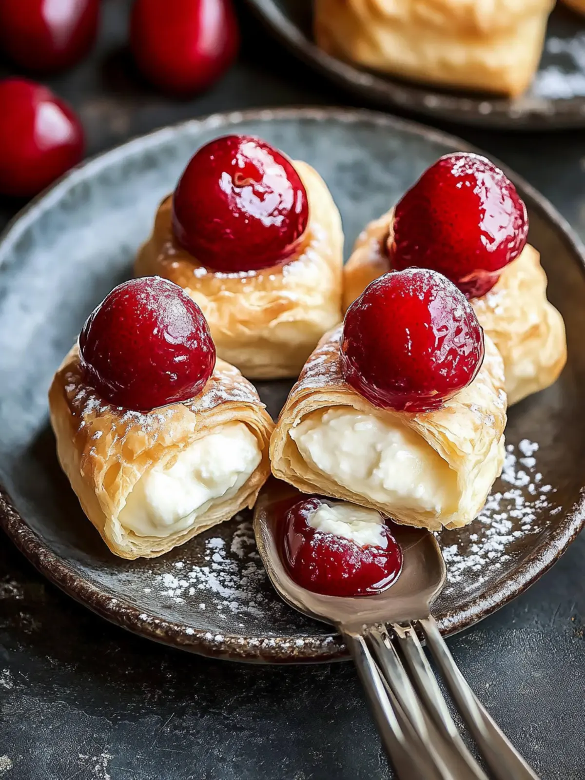 Kirschtaschen mit Frischkäsefüllung schnell und lecker genießen 4 Kirschtaschen mit Frischkäsefüllung