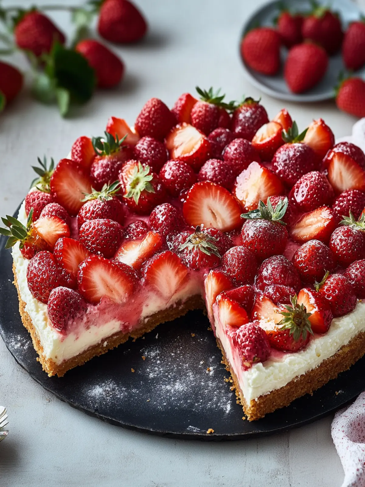 Dieser Erdbeerkuchen mit Vanillepudding für Sommerlaune 4 Dieser Erdbeerkuchen