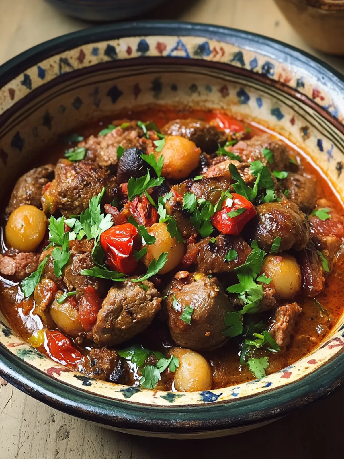 Marokkanische Rindfleisch-Fleischbällchen-Tajine für Familie und Freunde 4 Marokkanische Rindfleisch-Fleischbällchen-Tajine