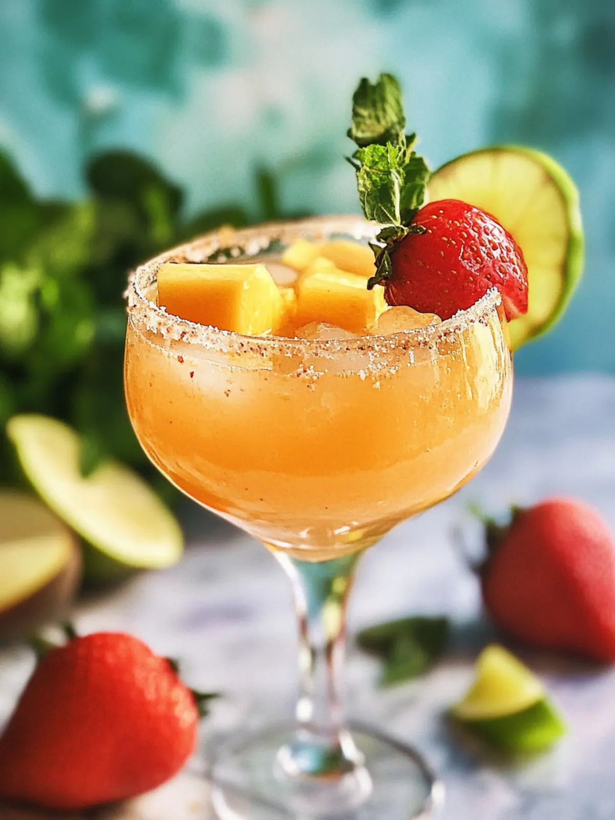 Saftige Mango Erdbeer Margarita mit rauchigem Chipotle-Rand 3 Saftige Mango Erdbeer Margarita