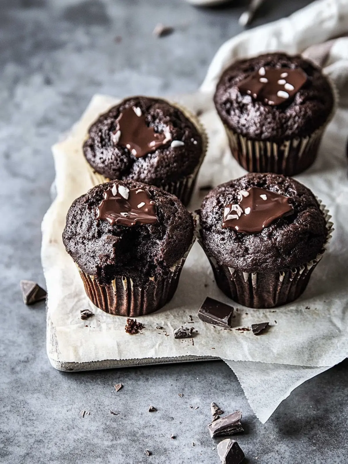 Doppelt Schokoladenstückchen Muffins