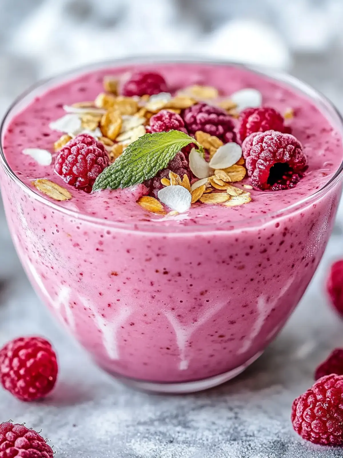 Leckere Himbeersmoothie-Schüssel