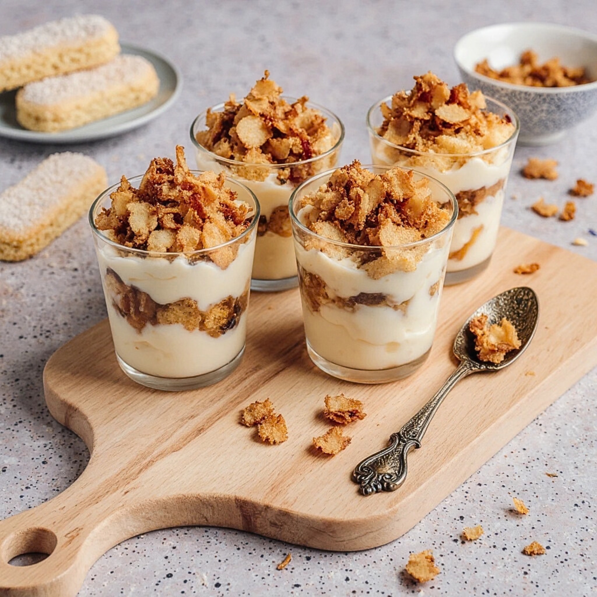 Bienenstich-Dessert mit Löffelbiskuit – Cremig und Knusprig! 2 Bienenstich-Dessert mit Löffelbiskuit – Cremig und Knusprig!