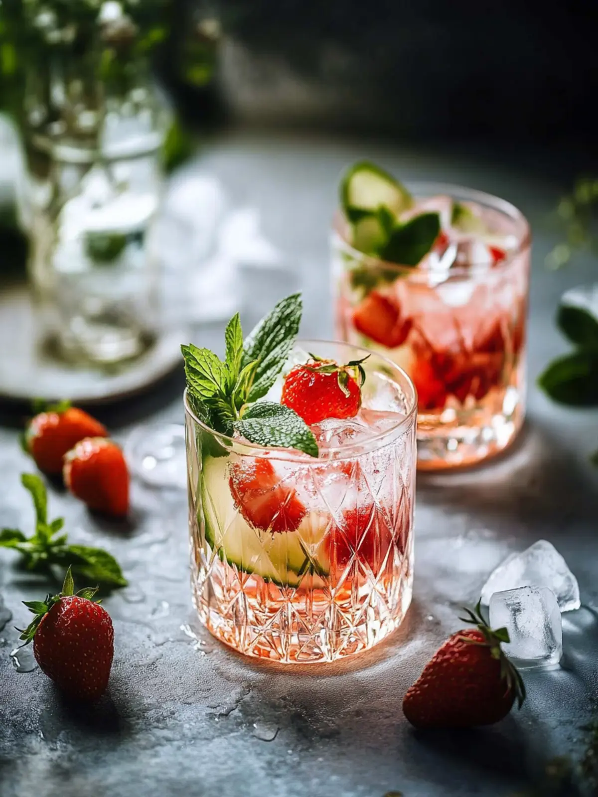 Erfrischende Non-Alkoholfreie Maibowle mit Erdbeeren und Waldmeister 3 Non-alcoholic May bowl with strawberries and woodruff