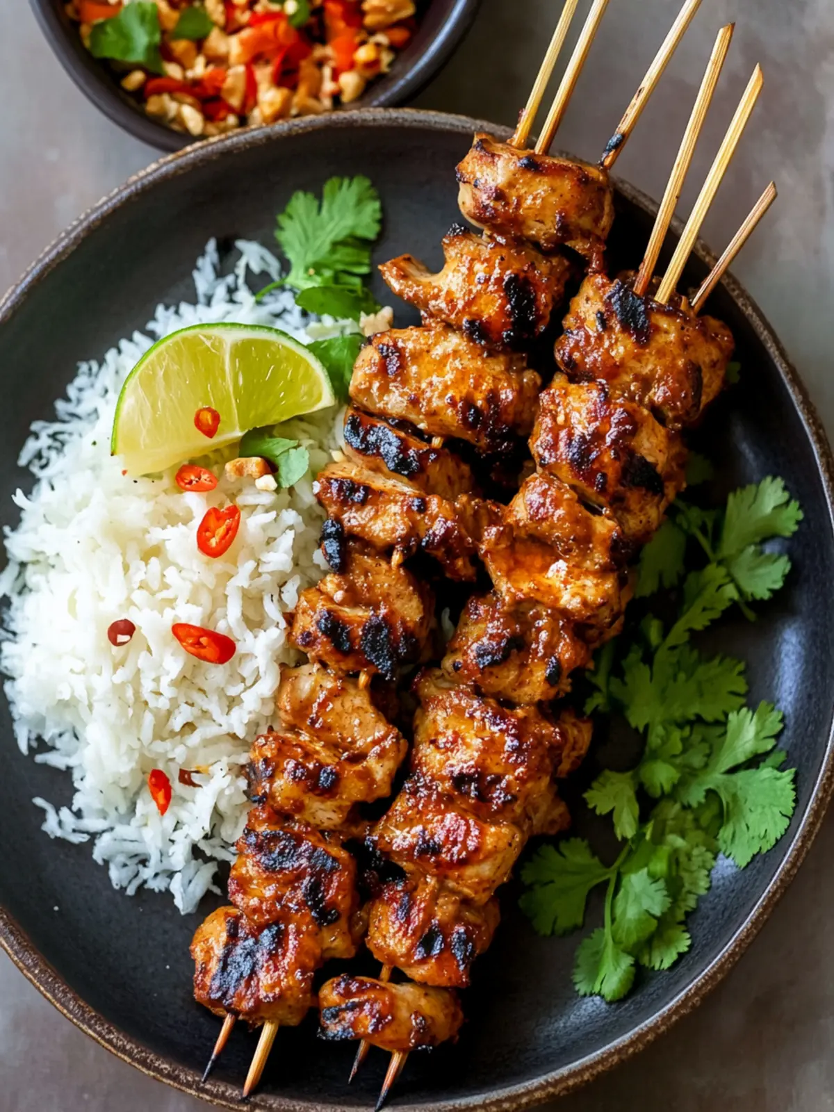 Gegrillte Thai-Kokosnuss-Hühnchenspieße Rezept – Einfach Lecker! 4 Gegrillte Thai-Kokosnuss-Hühnchenspieße Rezept