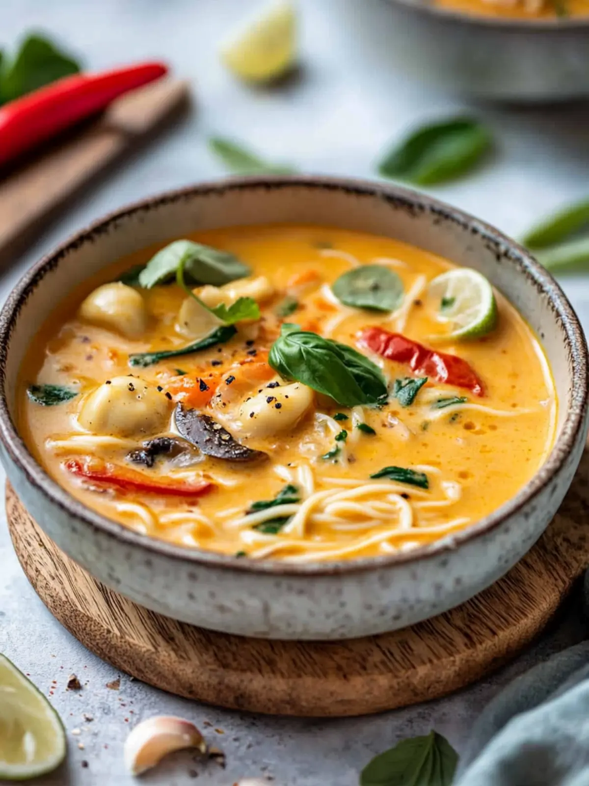 Asiatische Kokos-Curry-Suppe mit Reisnudeln – Vegane Genussreise 5 Asiatische Kokos-Curry-Suppe mit Reisnudeln