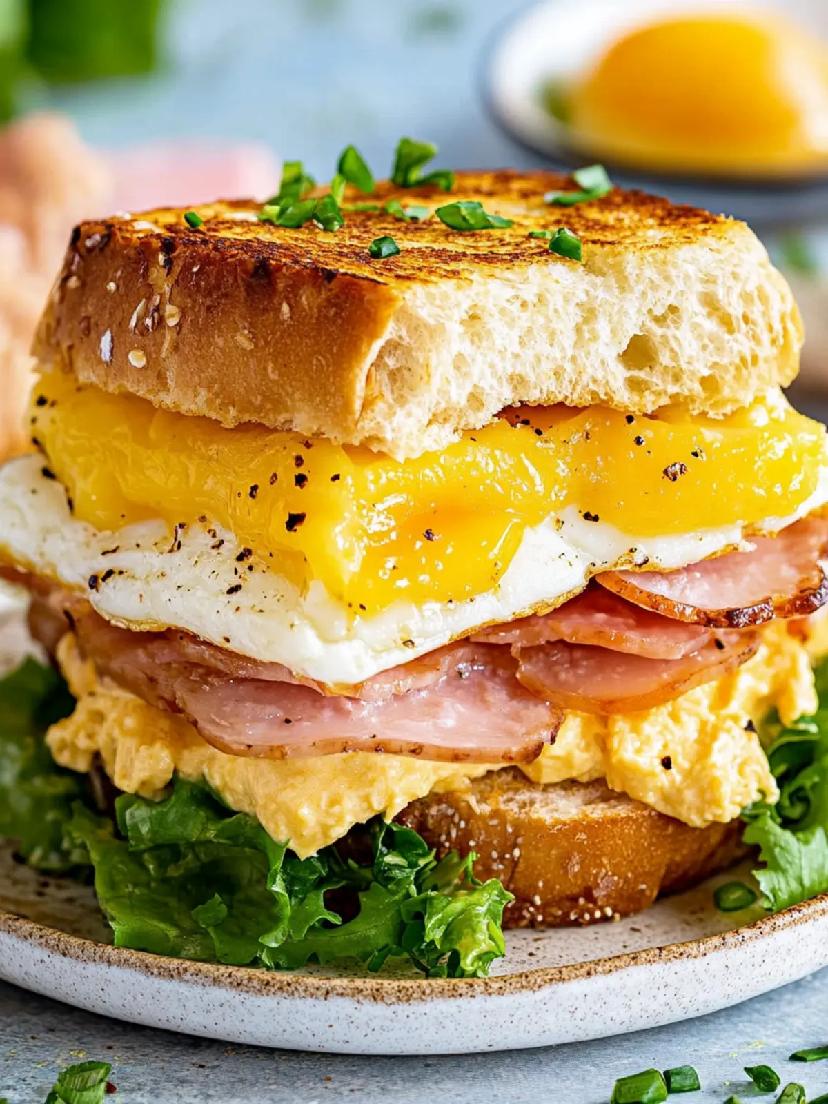 Schinken, Ei und Käse Frühstücks-Slider für ein schnelles Frühstück 3 Schinken, Ei und Käse Frühstücks-Slider