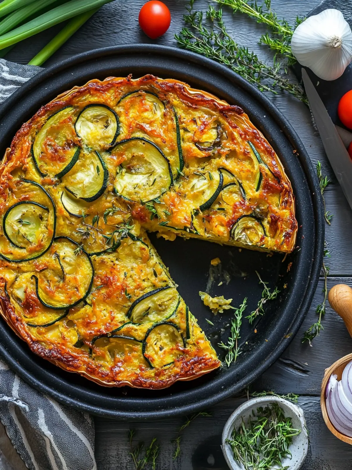 Köstlicher vegetarischer Kartoffelauflauf mit Zucchini und Karotten 3 Vegetarian potato casserole with zucchini, carrots, and onions