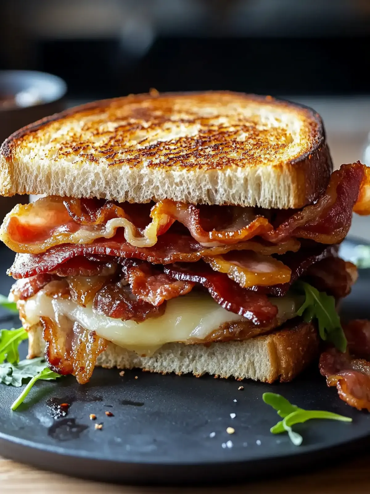 Bacon und karamellisierte Zwiebel Sandwich Genuss