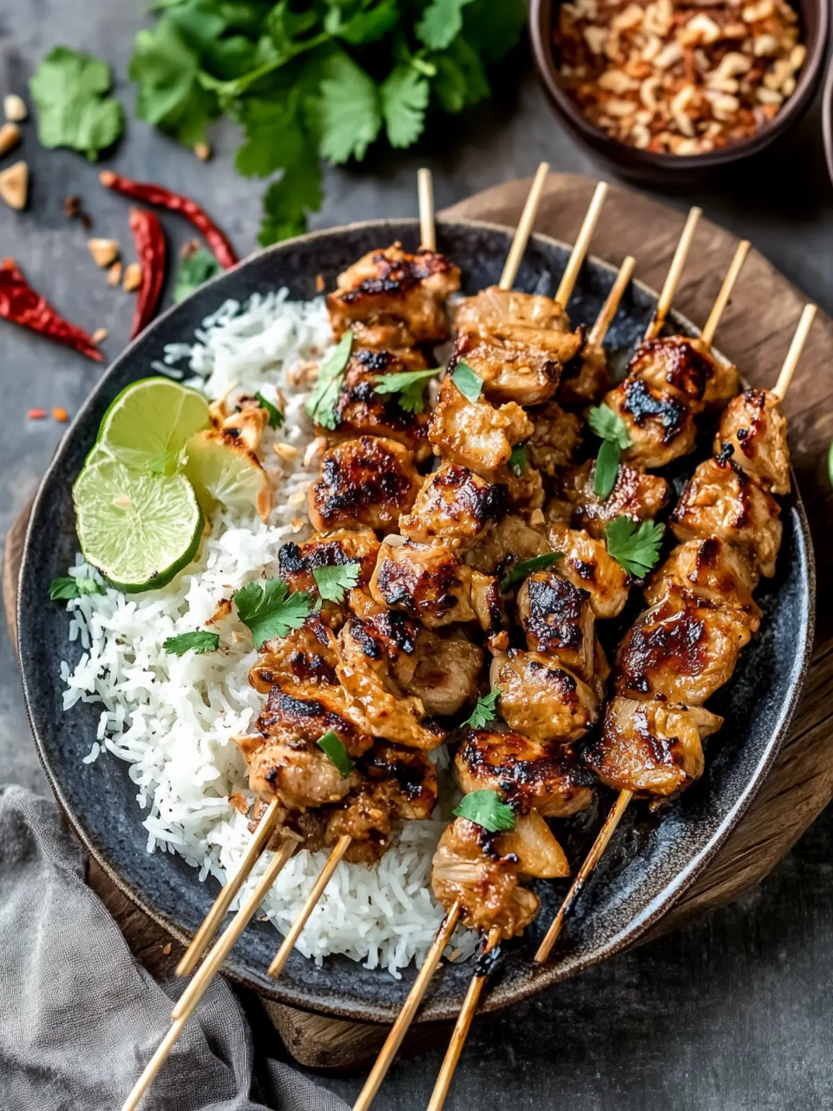 Gegrillte Thai-Kokosnuss-Hühnchenspieße Rezept – Einfach Lecker! 3 Gegrillte Thai-Kokosnuss-Hühnchenspieße Rezept