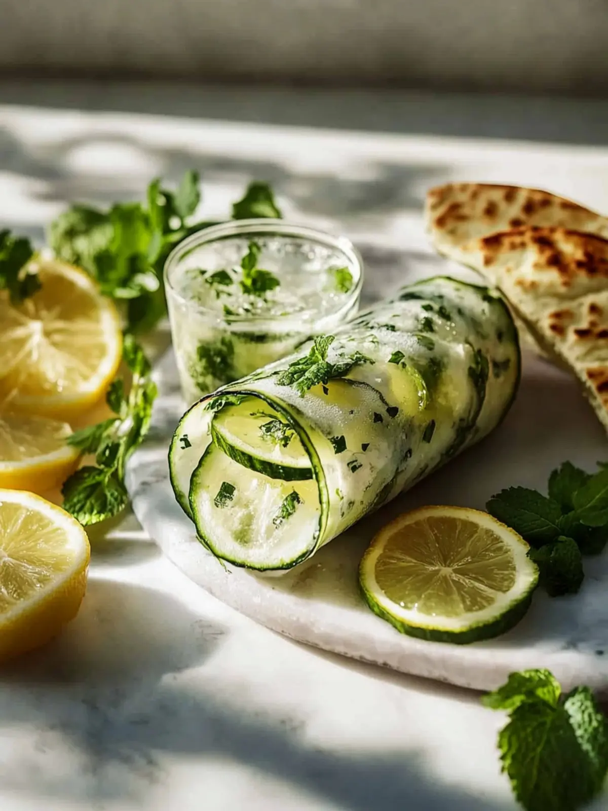 Zucchini-Feta-Wraps: Frische mit zesty Dip in 25 Minuten 4 Zucchini-Feta-Wraps